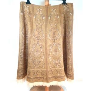 TALBOTS WOOL BLEND GOLD BROWN PAISLEY MOROCCAN INDIAN STYLE SKIRT WMS 12
